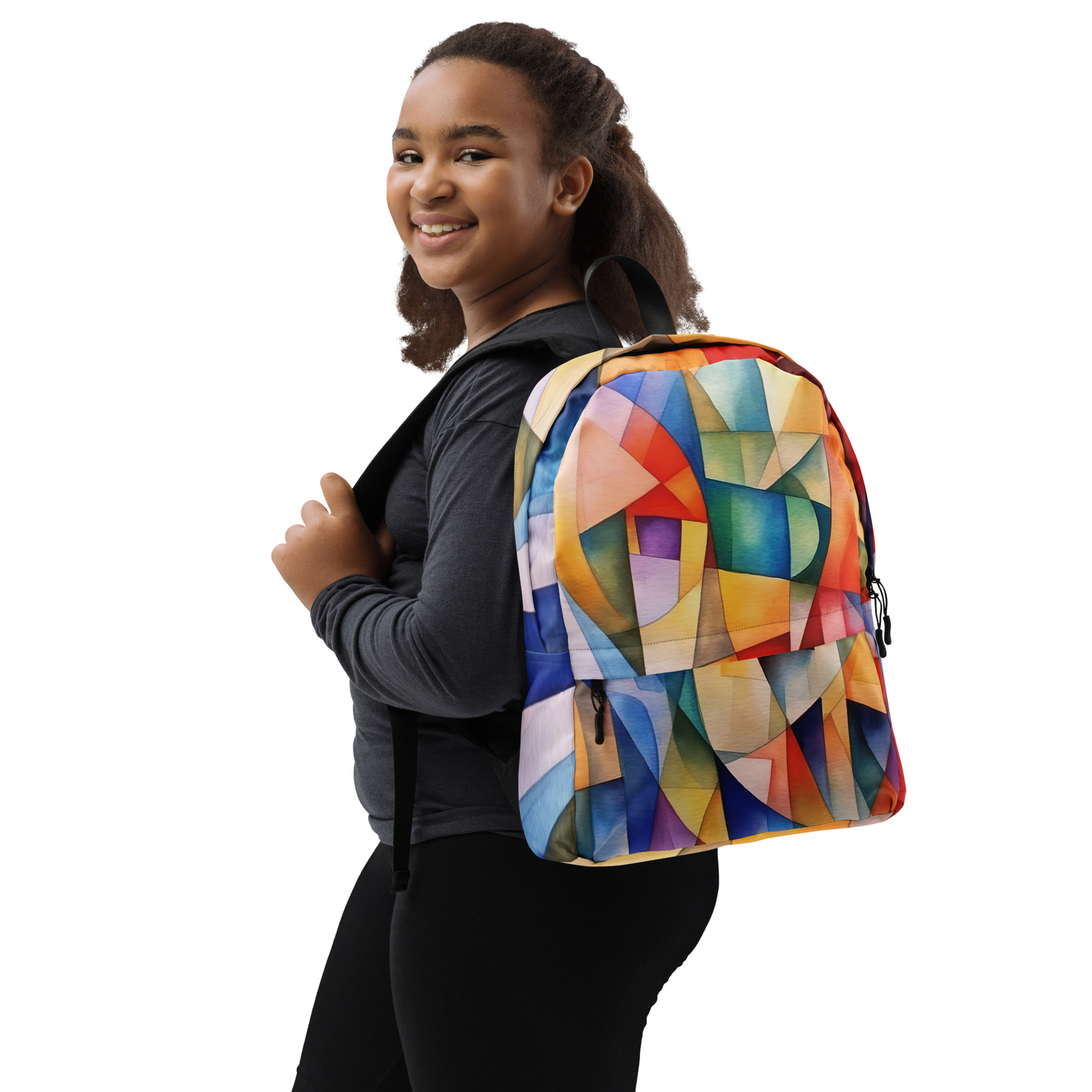 Backpack watercolor cubism pastel abstract