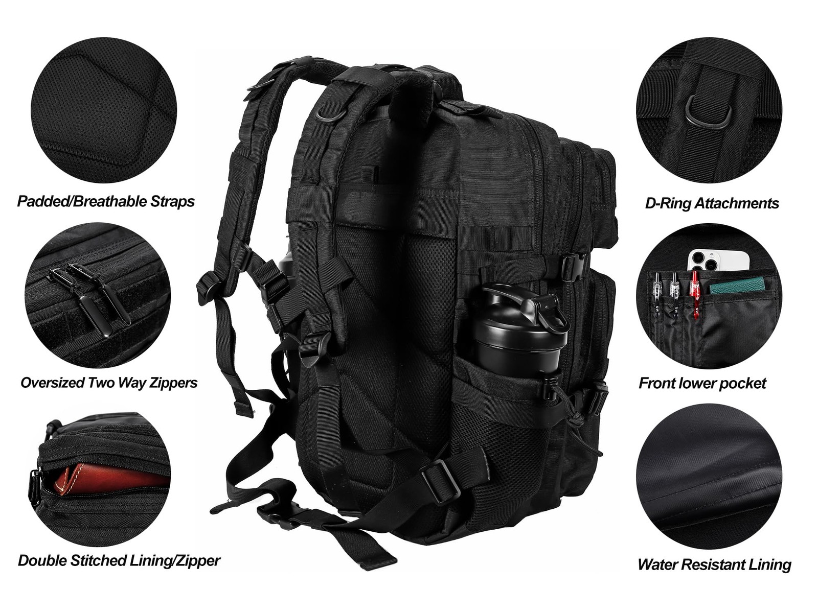 Military Tactical Backpack for Men and Women 45L Army 3 Days Assault Pack Bag…