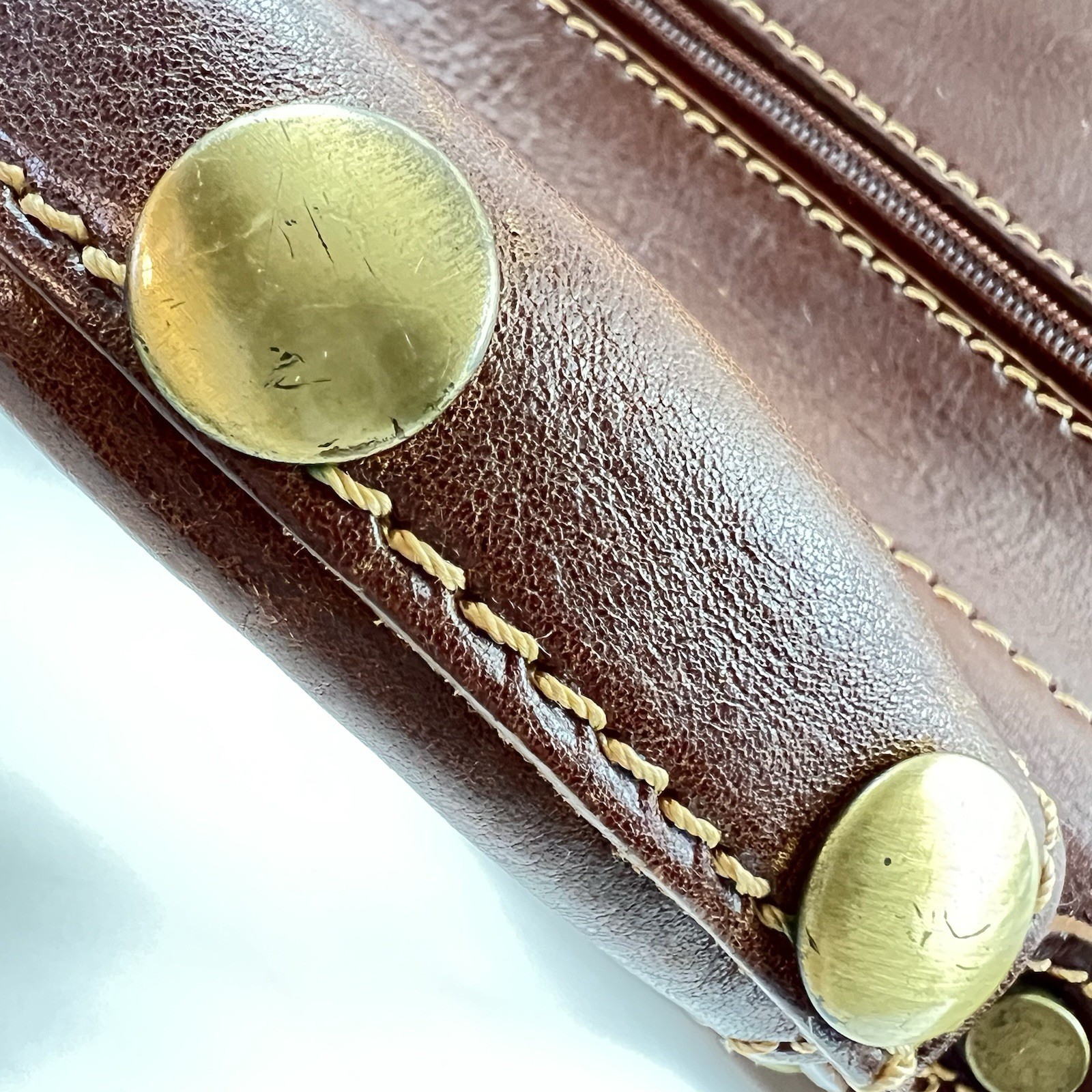 Cenzo Leather Briefcase Messenger Bag Floto Italian Calfskin Brass Hardware