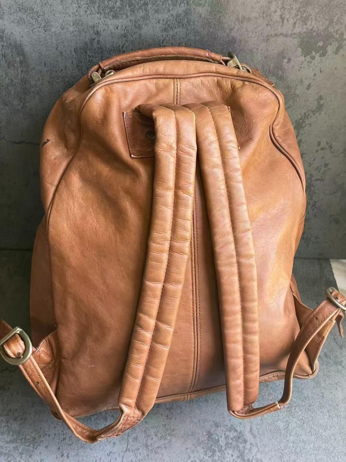 Vintage 90s W.K. Leathers Custom Backpack Colombia Error Patina Artisan OOAK