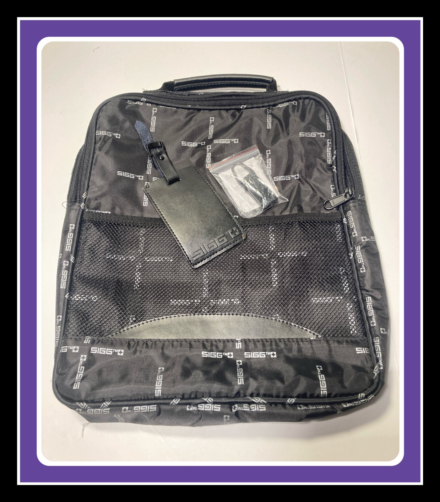 SIGG Travel Bag Laptop Tote Black SIGG Logo + Luggage Lock & Leather Tag NWT