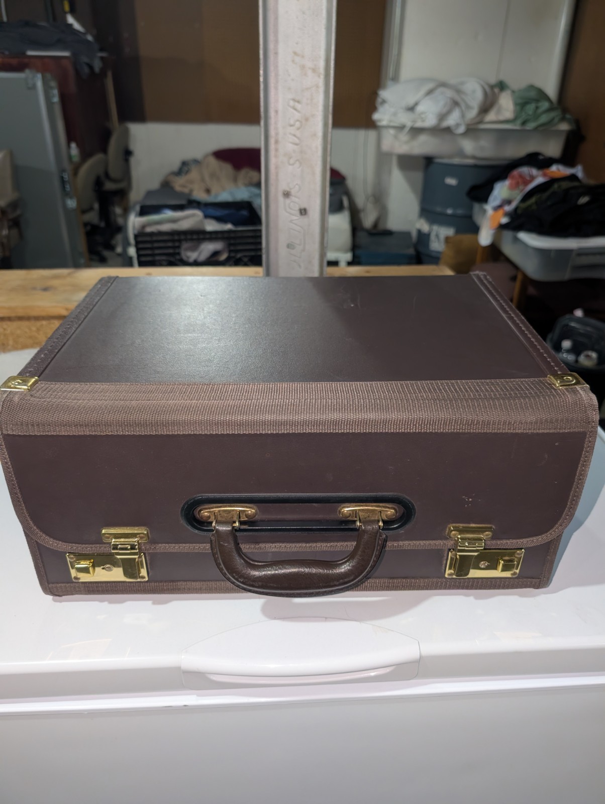 Brown Briefcase With Latches, No Keys