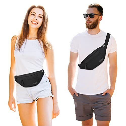 Large Crossbody Black(4 Zipper Pockets) Large Fanny Pack(4 Zipper Pockets)