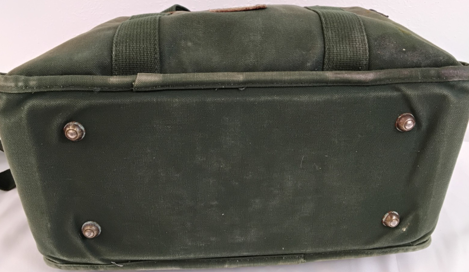 Boyt Duffle Bag Leather & Green Canvas Ducks Unlimited Added #Z4984
