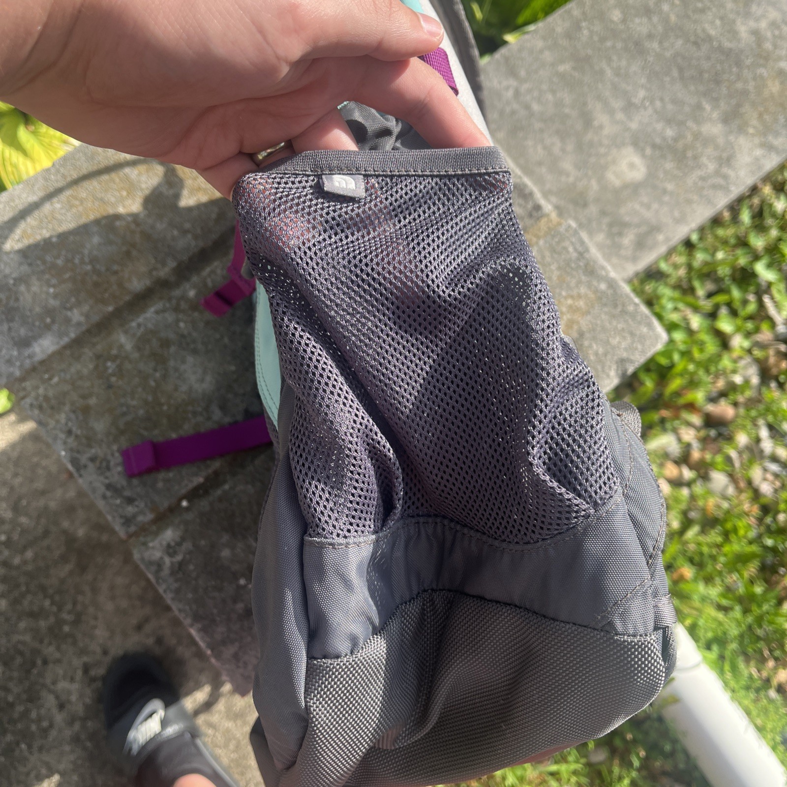 The North Face Recon Backpack School Work Hiking Padded Teal Gray Purple Straps