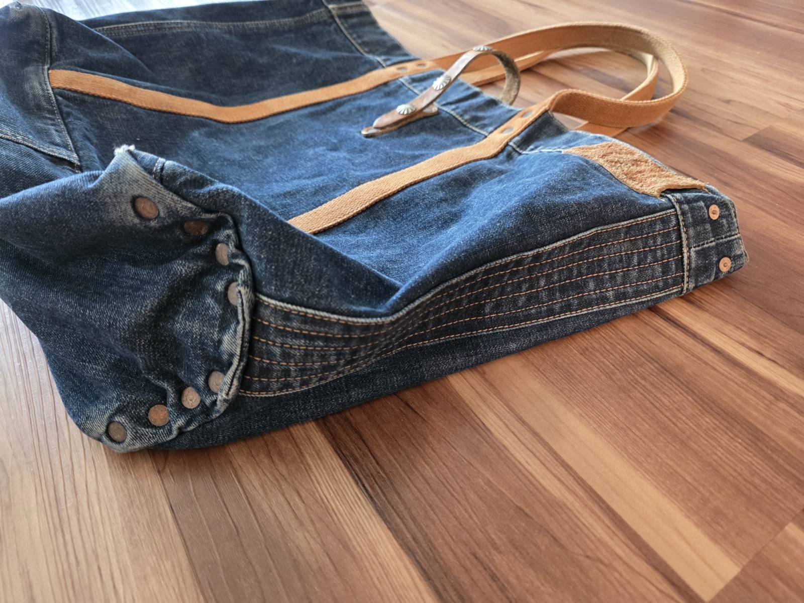 Double RL (RRL) Denim Tote Bag With Concho Strap