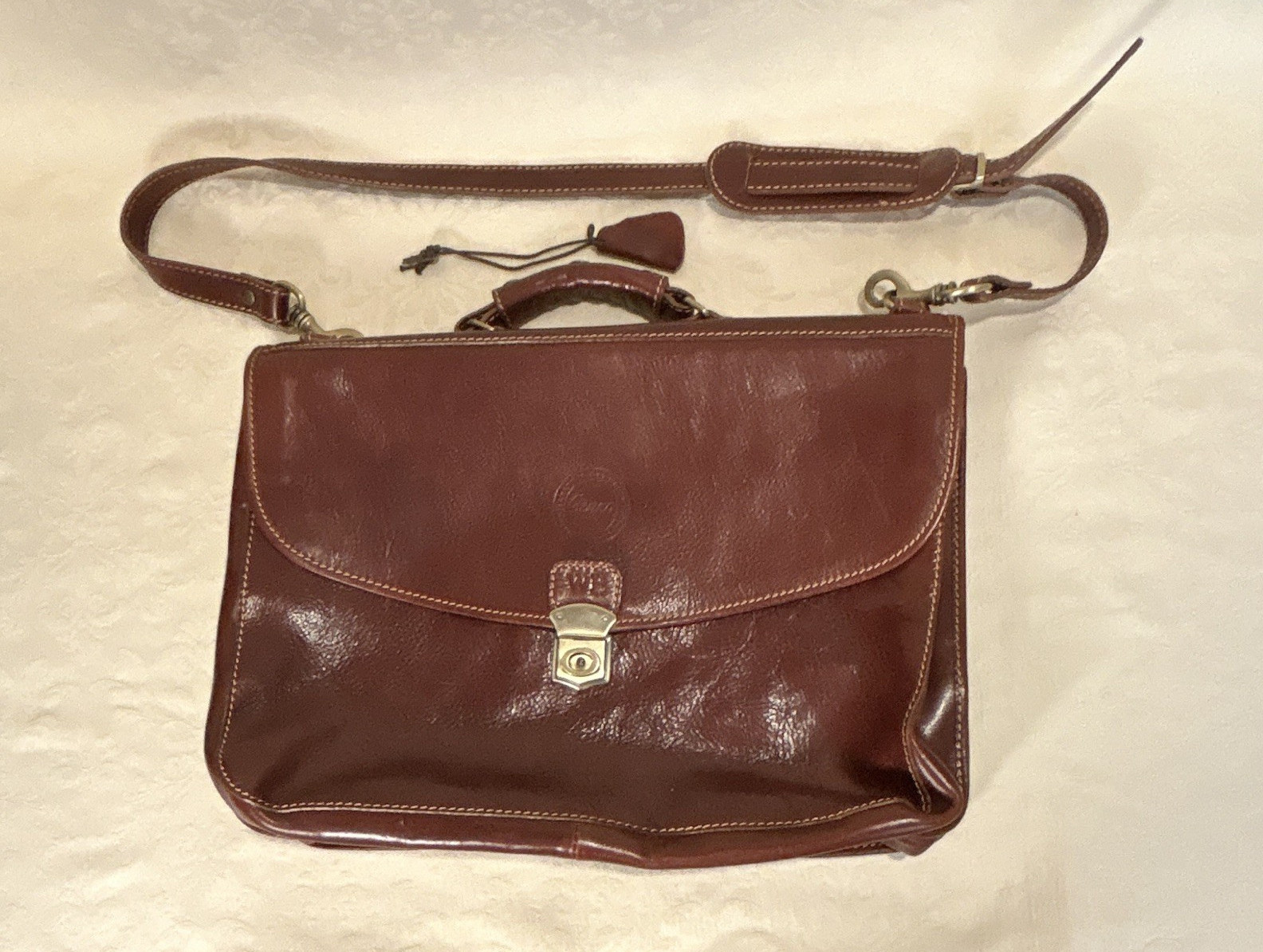 Cenzo Italian Leather Briefcase Messenger Bag Floto Laptop Case Satchel Brown WR