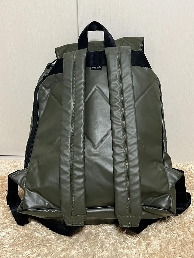 PORTER PVC Backpack Military Style Olive Green 40x42x12cm Nylon PVC Material