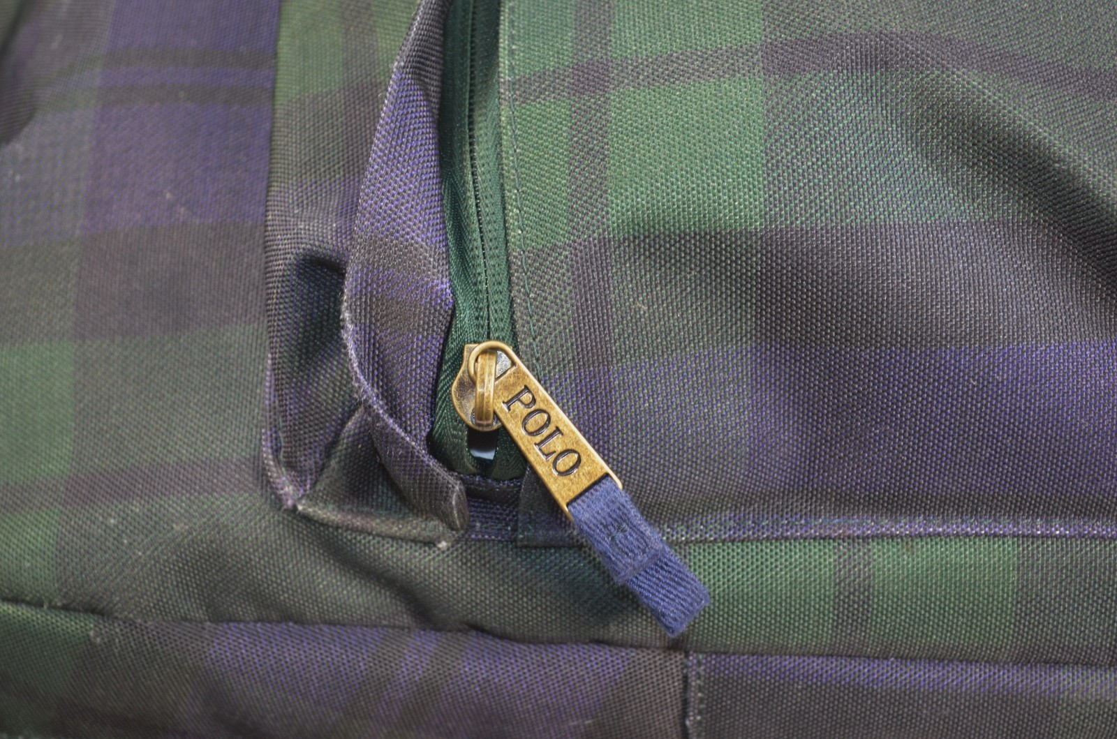 Polo Ralph Lauren Bear Plaid Canvas School Backpack Bag Blue Green