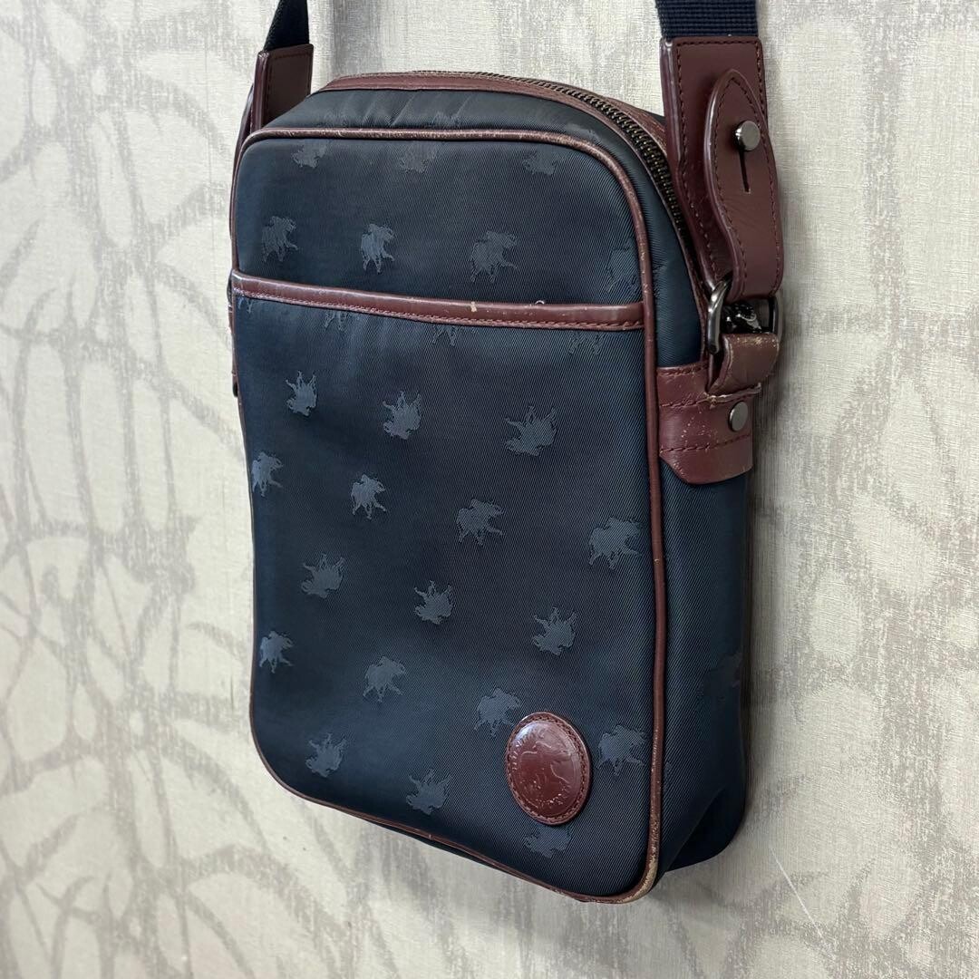 HUNTING WORLD Navy Logo Nylon Shoulder Bag Mens Crossbody 28x25cm