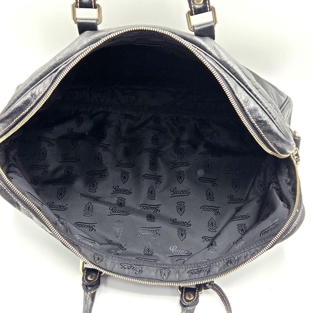 GUCCI Guccissima GG Leather Briefcase Business Bag Black From JAPAN