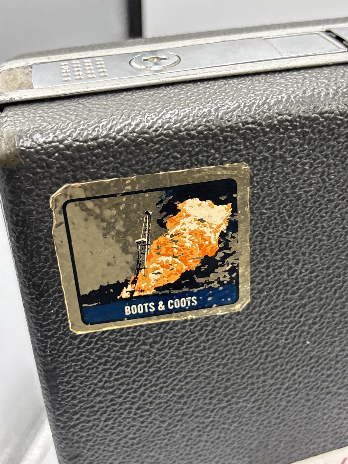 vintage samsonite briefcase Hard Shell W Key Oil Rig Owned Stickers