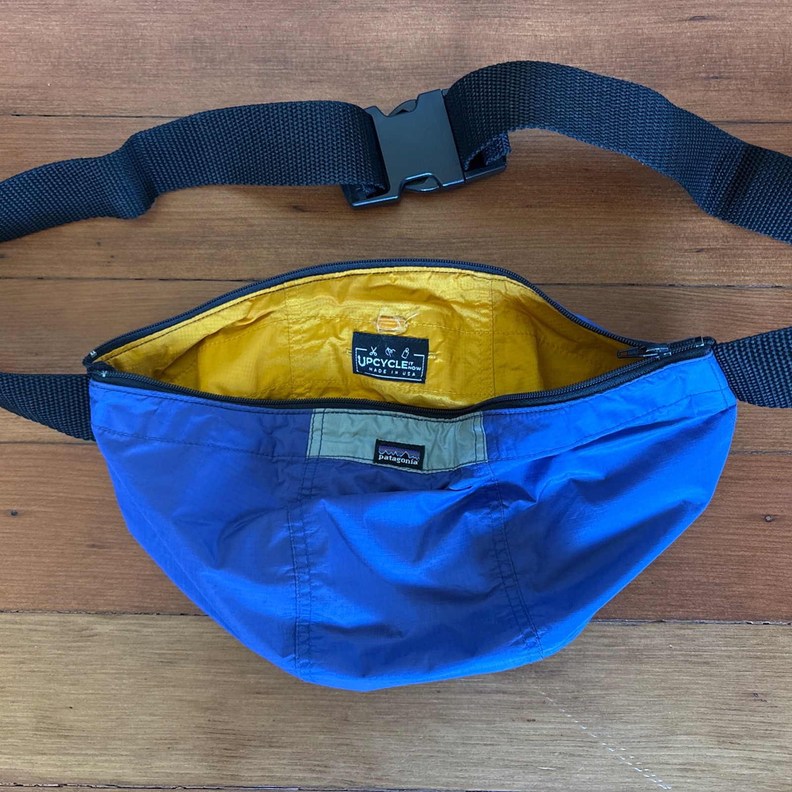 Patagonia Upcycle It Now Waist Hood Pack Blue Ripstop Nylon Fanny Bag Recrafted