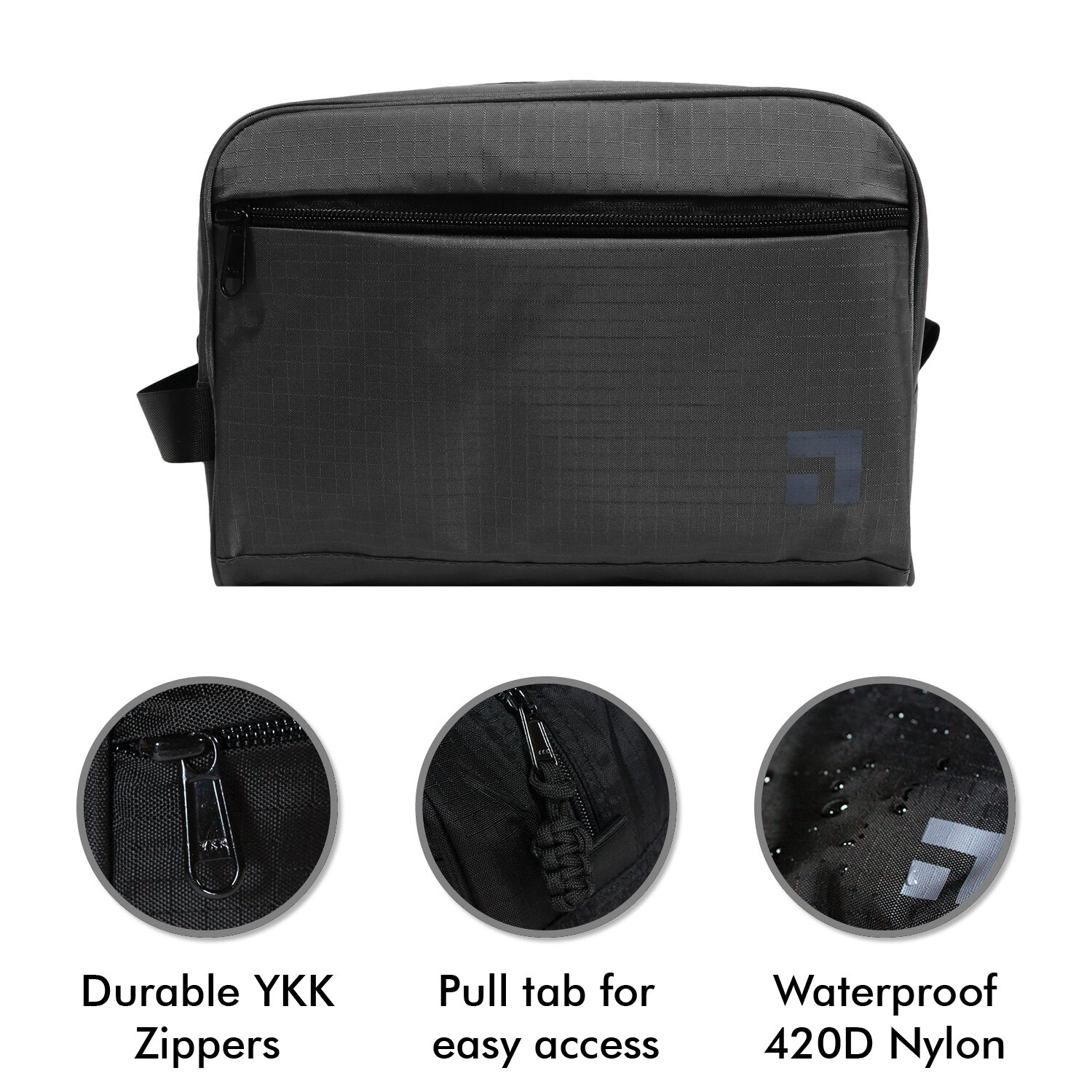 Waterproof Nylon Dopp Kit by Slate Travel – Shaving Toiletry Bag Organizer