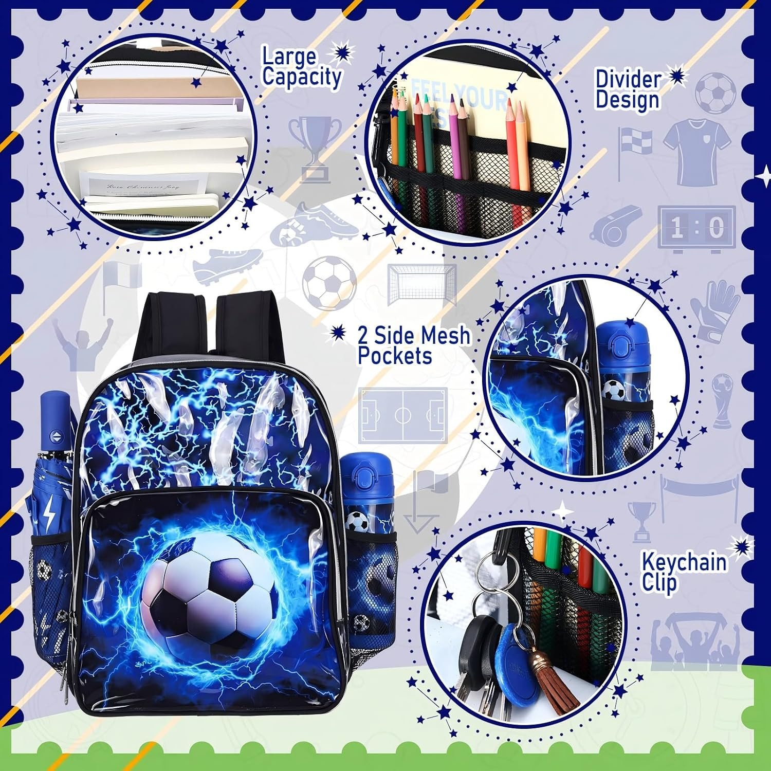 3 Pcs Clear Backpack for Heavy Duty Clear Stadium Bag Transparent Backpack with