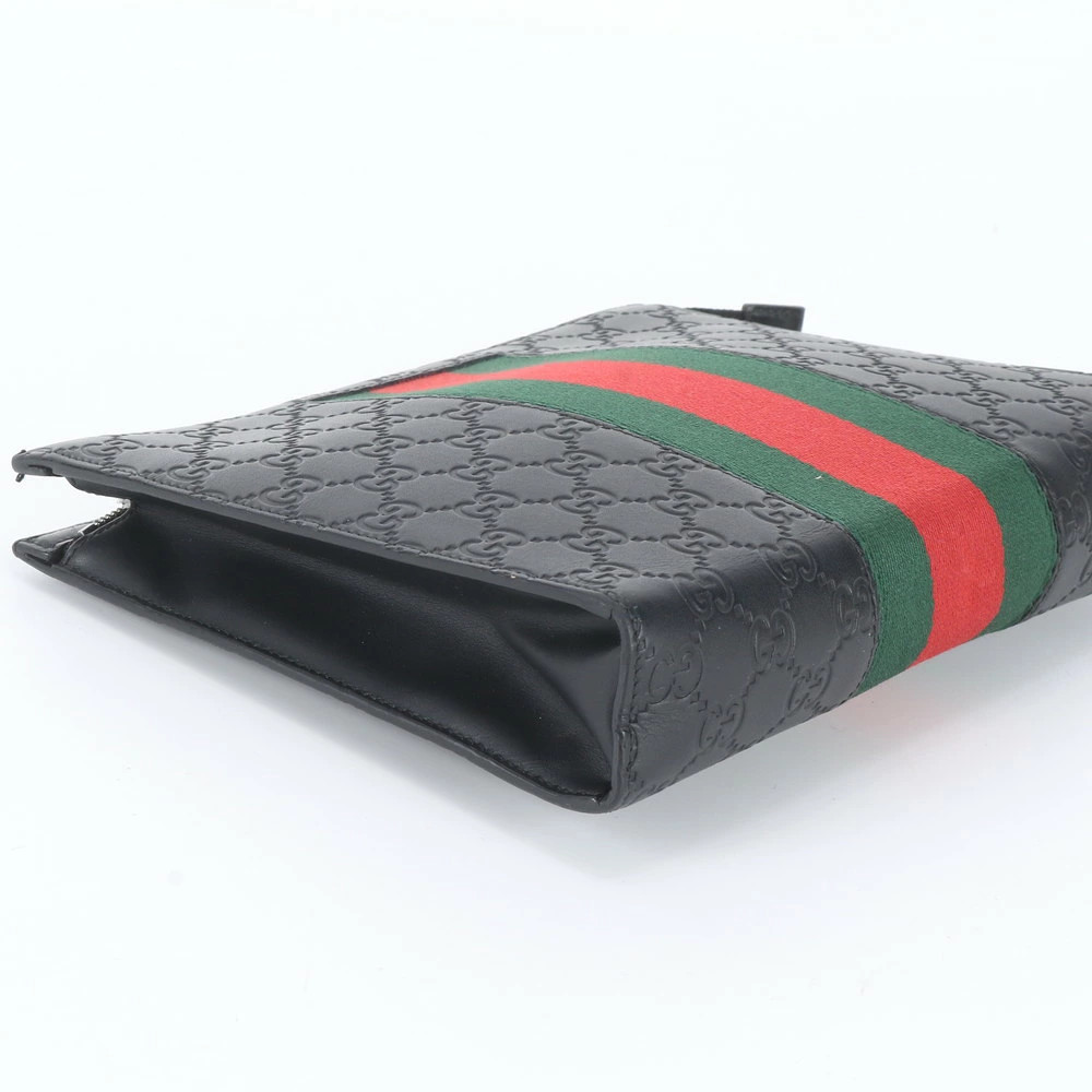 Gucci Guccissima Web Sherry Line 475316 Leather Clutch Bag Pouch