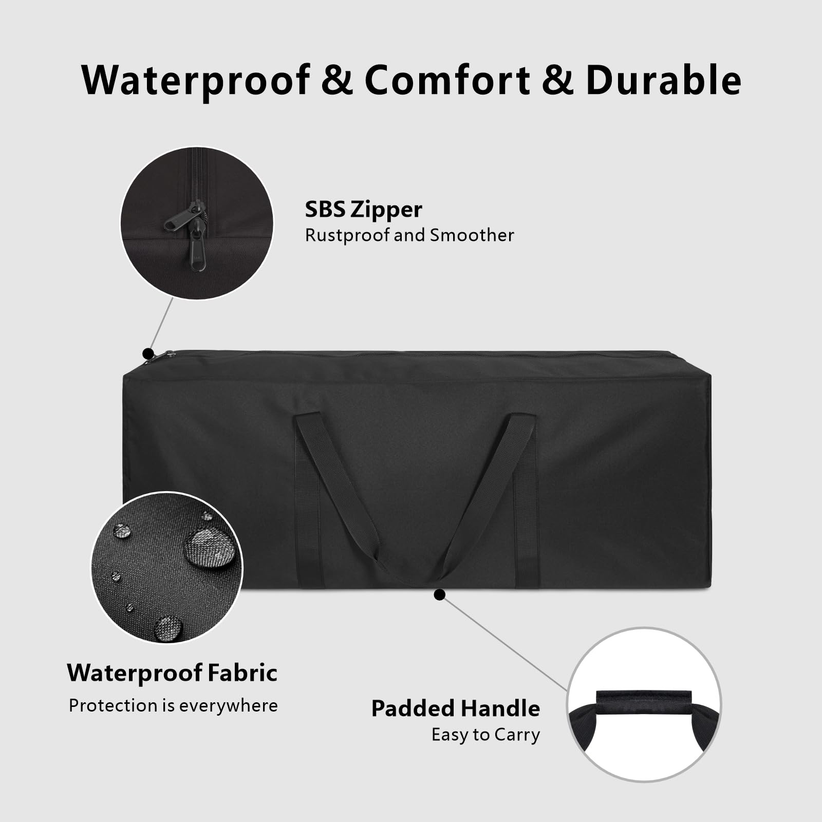1 PCS 36 Inch Black Small Zippered Duffel Bag Waterproof Foldable Luggage