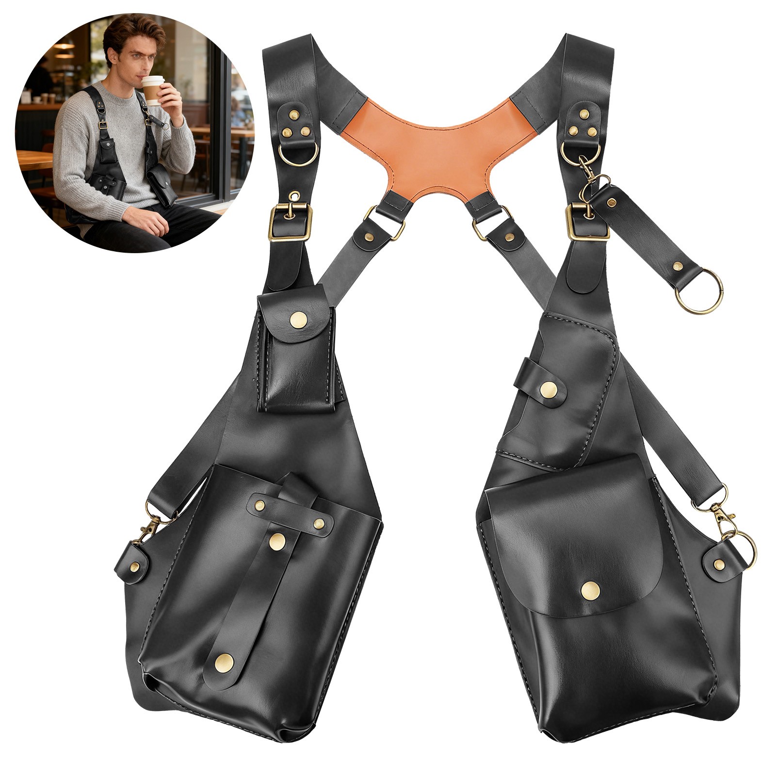 Crossbody Chest Bag Adjustable Harness Holster Double Underarm Shoulder Unisex