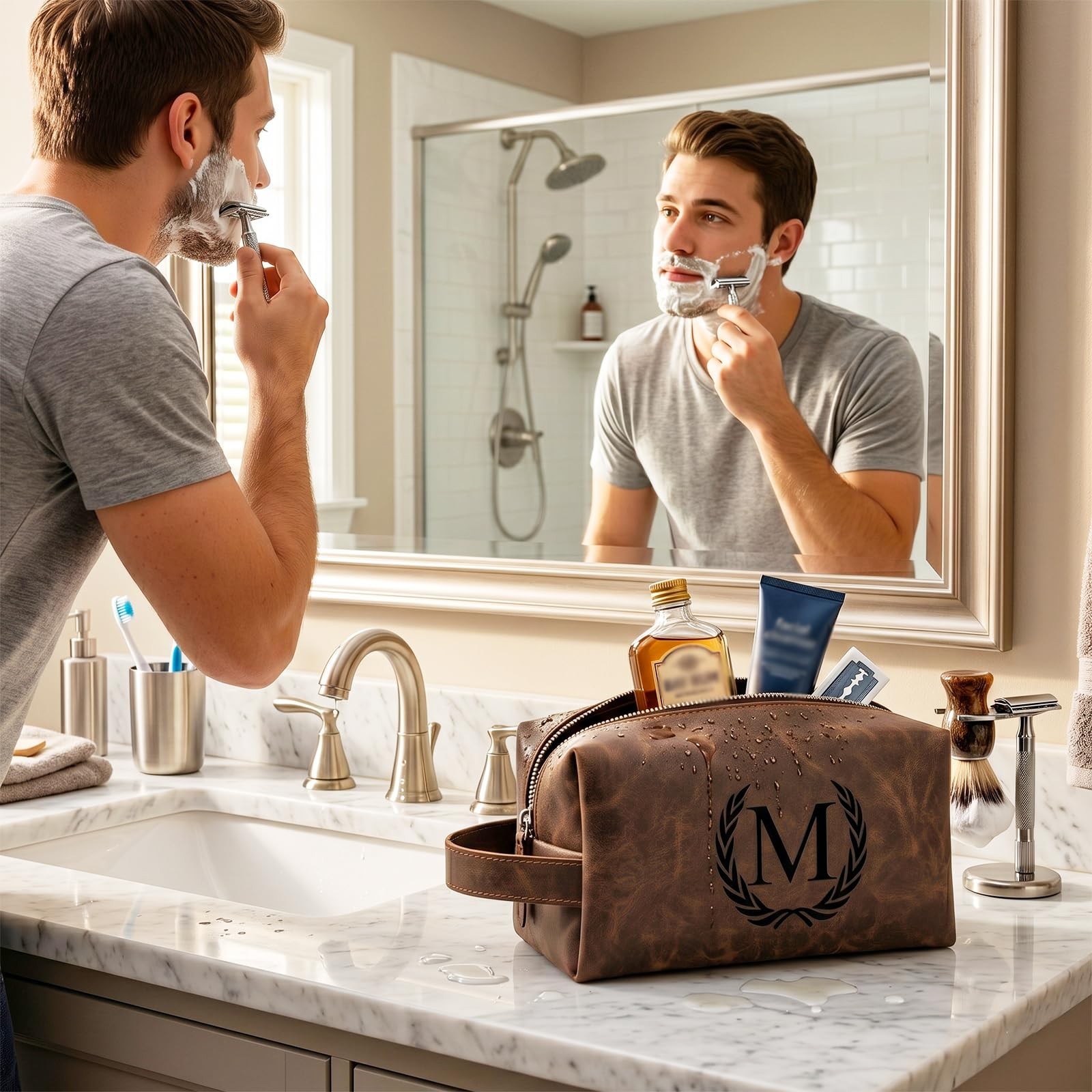 XUMGCUTM Personalized Gifts for Men Dad Husband Groomsmen,Mens Dark Brown