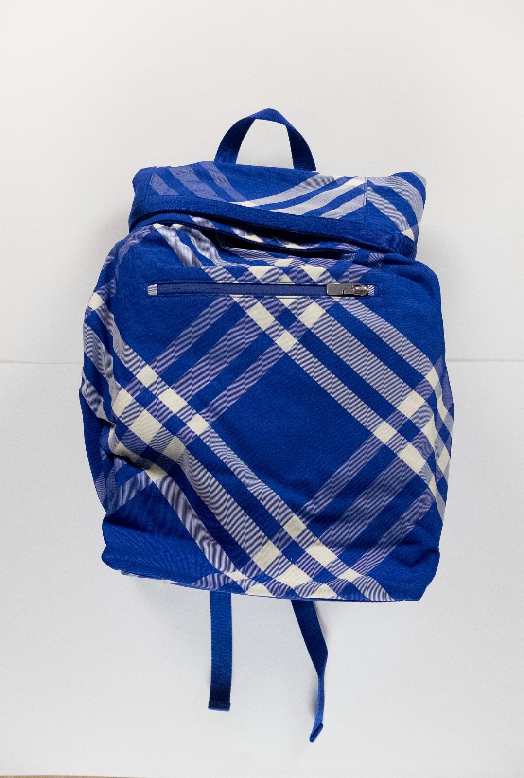 (NO CUSTOMS TAX) BURBERRY blue & white check roll-top nylon backpack authentic