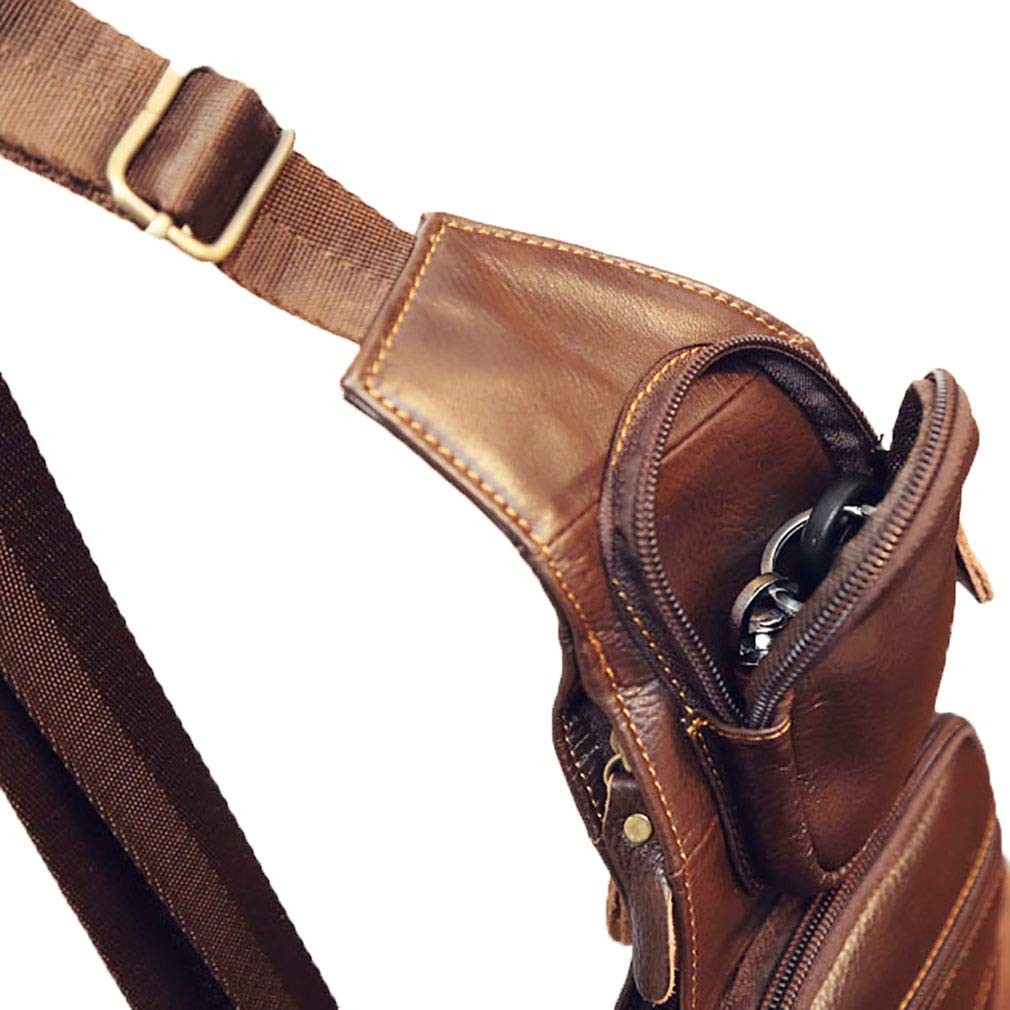 Vintage Leather Sling Bag Backpack for Men Crossbody Shoulder Chest Daypack Back