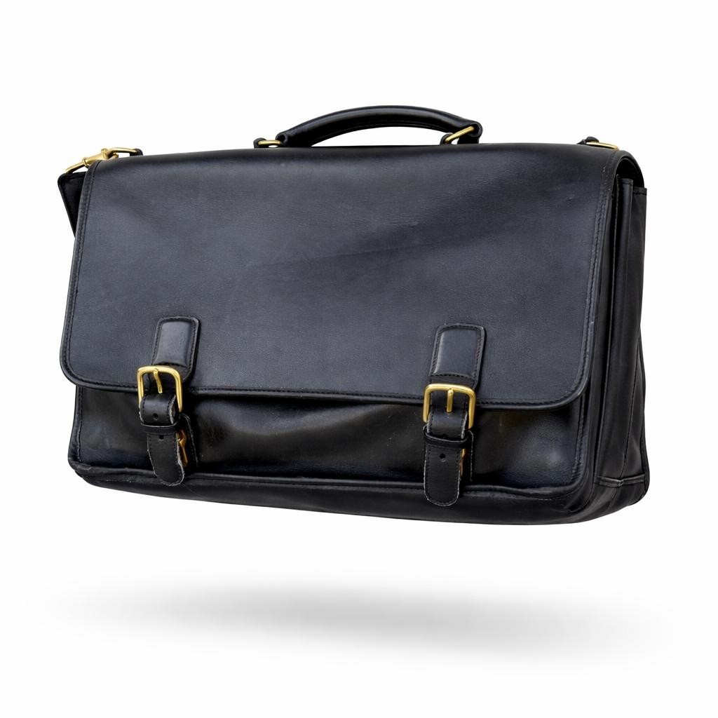 Coach Smooth Leather Black Briefcase Messenger Bag Shoulder Laptop 16x11x5