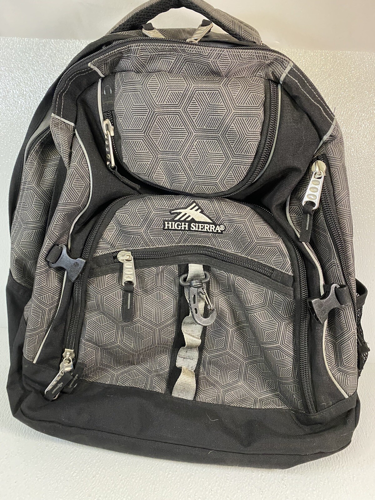 High Sierra Backpack Padded Gray Black Suspension Strap System Hiking Camping