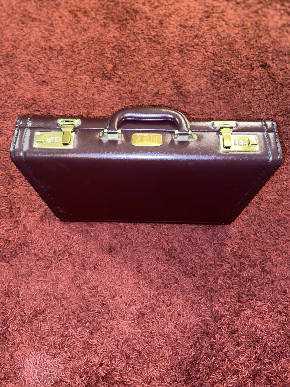 Burgundy Leather Briefcase w/ Combination Lock Executive Business Attache Case