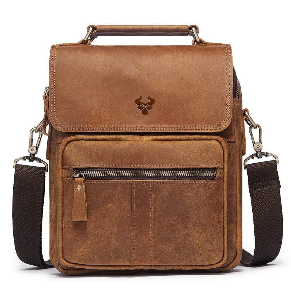 bag leather genuine crossbody shoulder men’s messenger sling backpack satchel