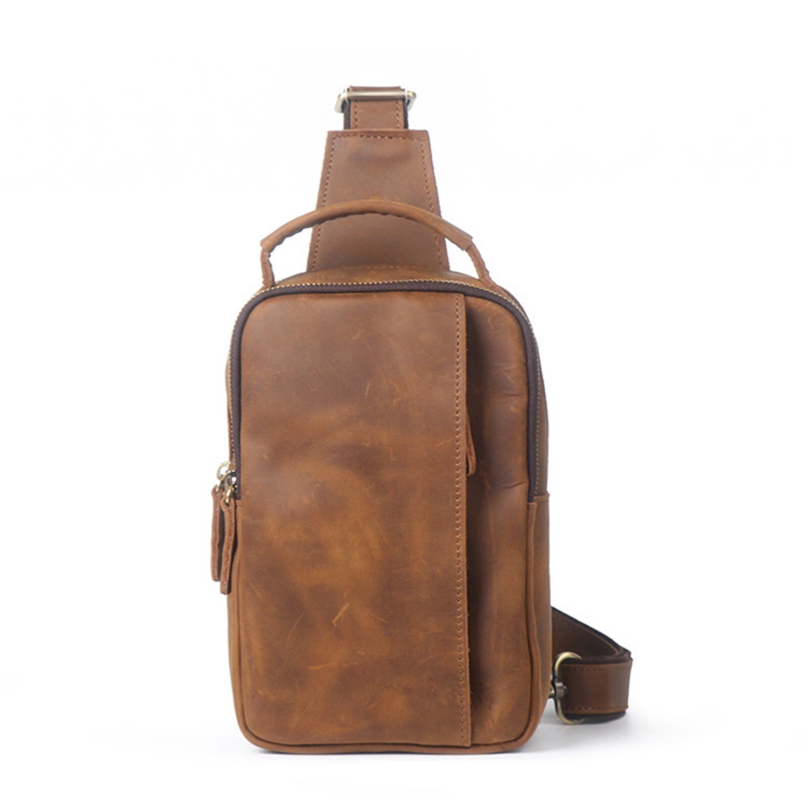 Men’s Leather Sling Backpack Crossbody Chest Bag for Travel Shoulder Pack