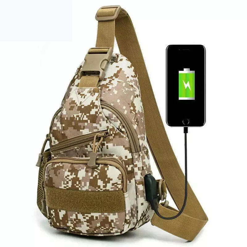 Men Backpack Molle Tactical Sling Chest Pack Shoulder Bag Outdoor Hiking Travel