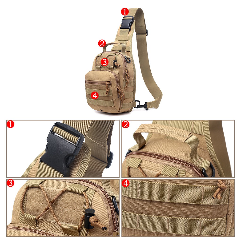 Mens Backpack Tactical Bag Sling Shoulder Molle Travel Chest Pack Outdoor Hiking
