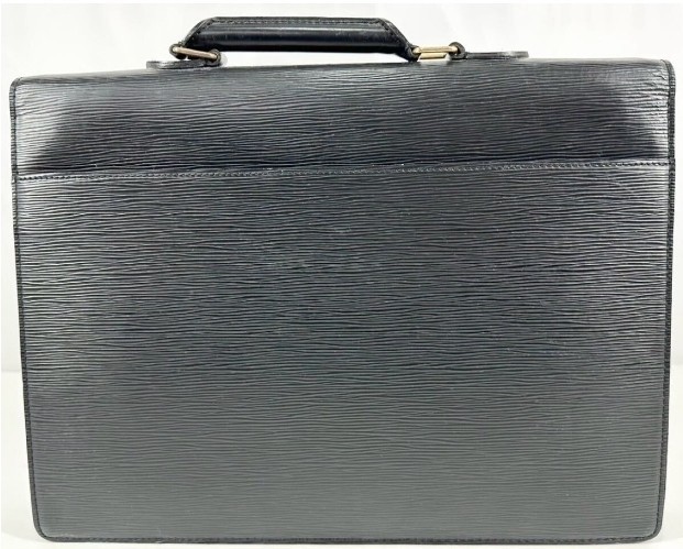 Louis Vuitton Black Epi Briefcase Document Case Push Lock Top Handle with Key