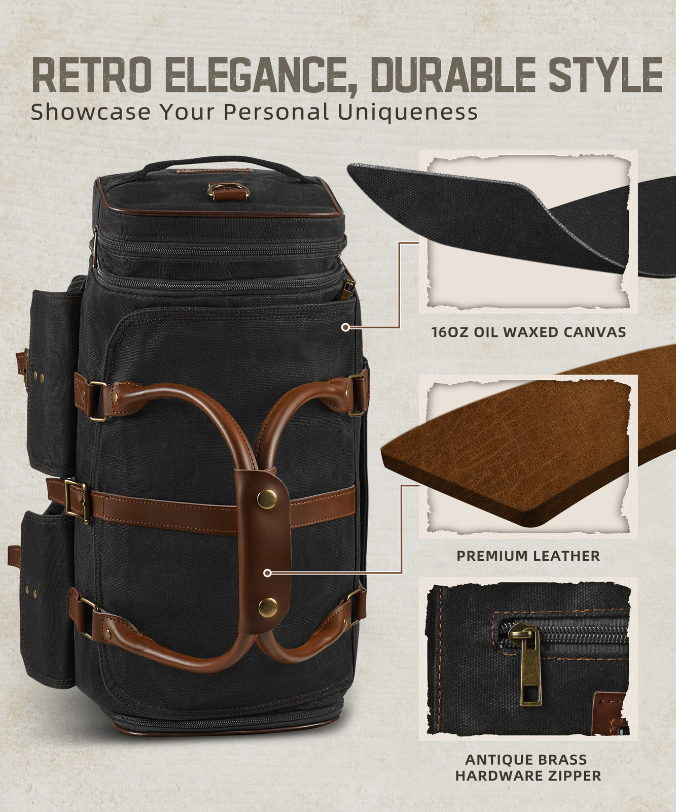 Large Travel Duffel Bag Expandable Weekend Luggage Sports Backpack Shoulder Bag