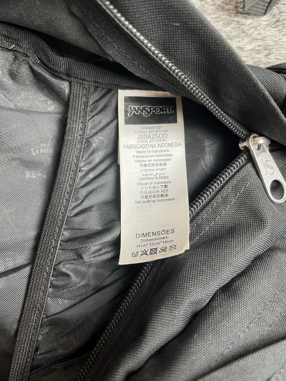 JanSport College Student Backpack Black/Brown Synthetic Leather Bottom W/flaws