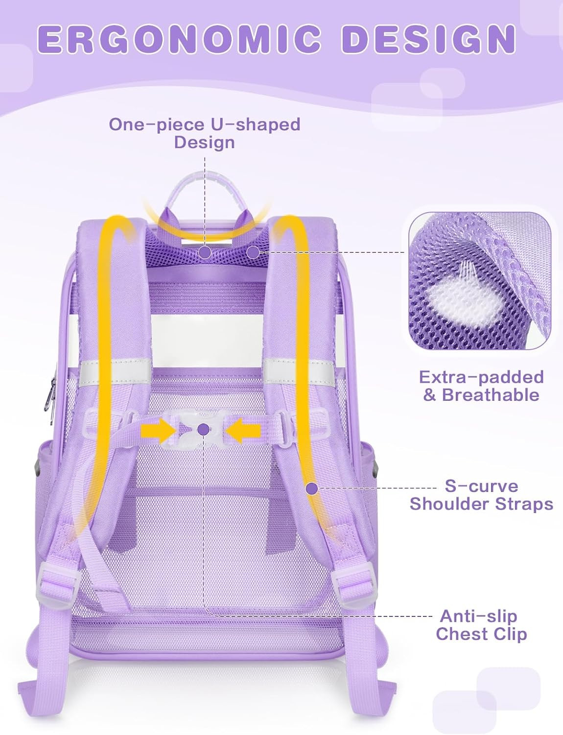 Clear Backpack Heavy Duty PVC Transparent Bookbag, See through Bag with Pressure