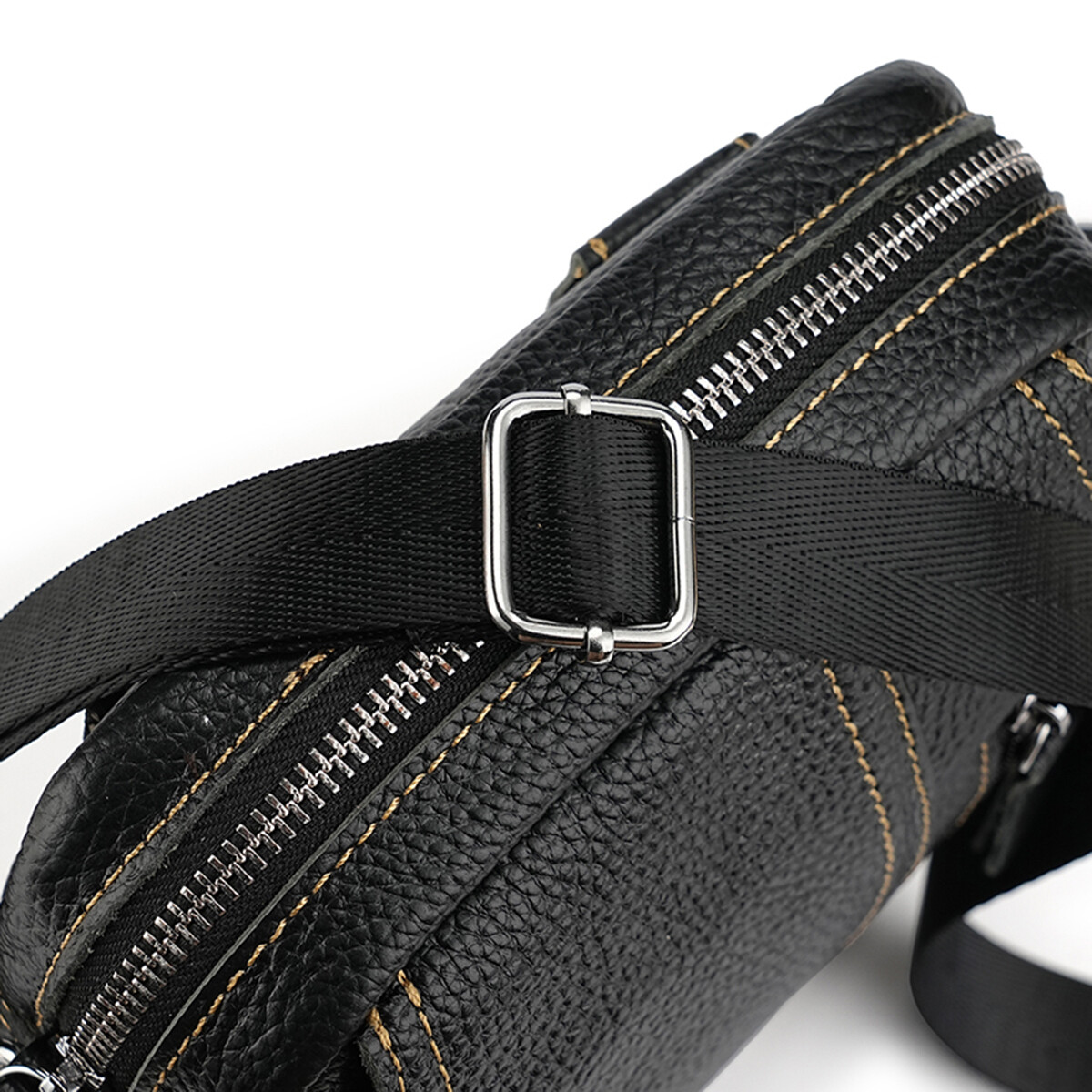 Mens Genuine Leather Mini Messenger Cross Body Handbag Shoulder Bag Large Purse