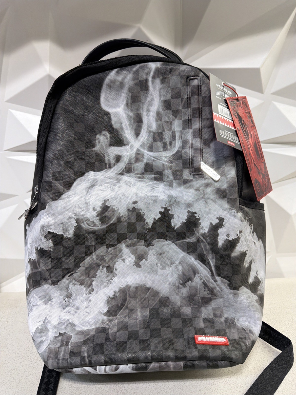 🔥Sprayground Daydream Smoke Check Backpack New Black Bookbag Large School Bag