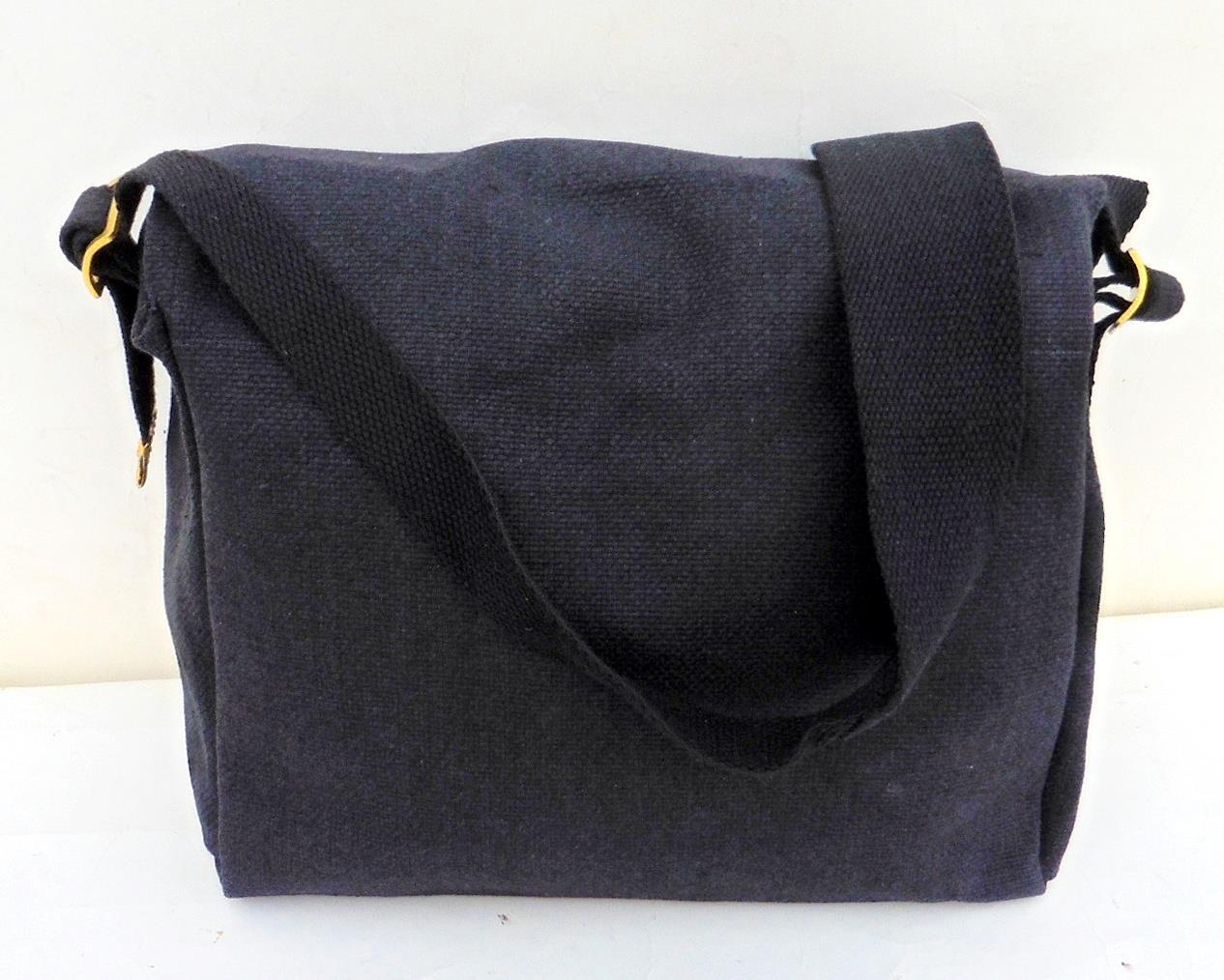 Canvas Shoulder Bag Biker Motorcycle Messenger Web Haversack Small 26x25x8cm Blk