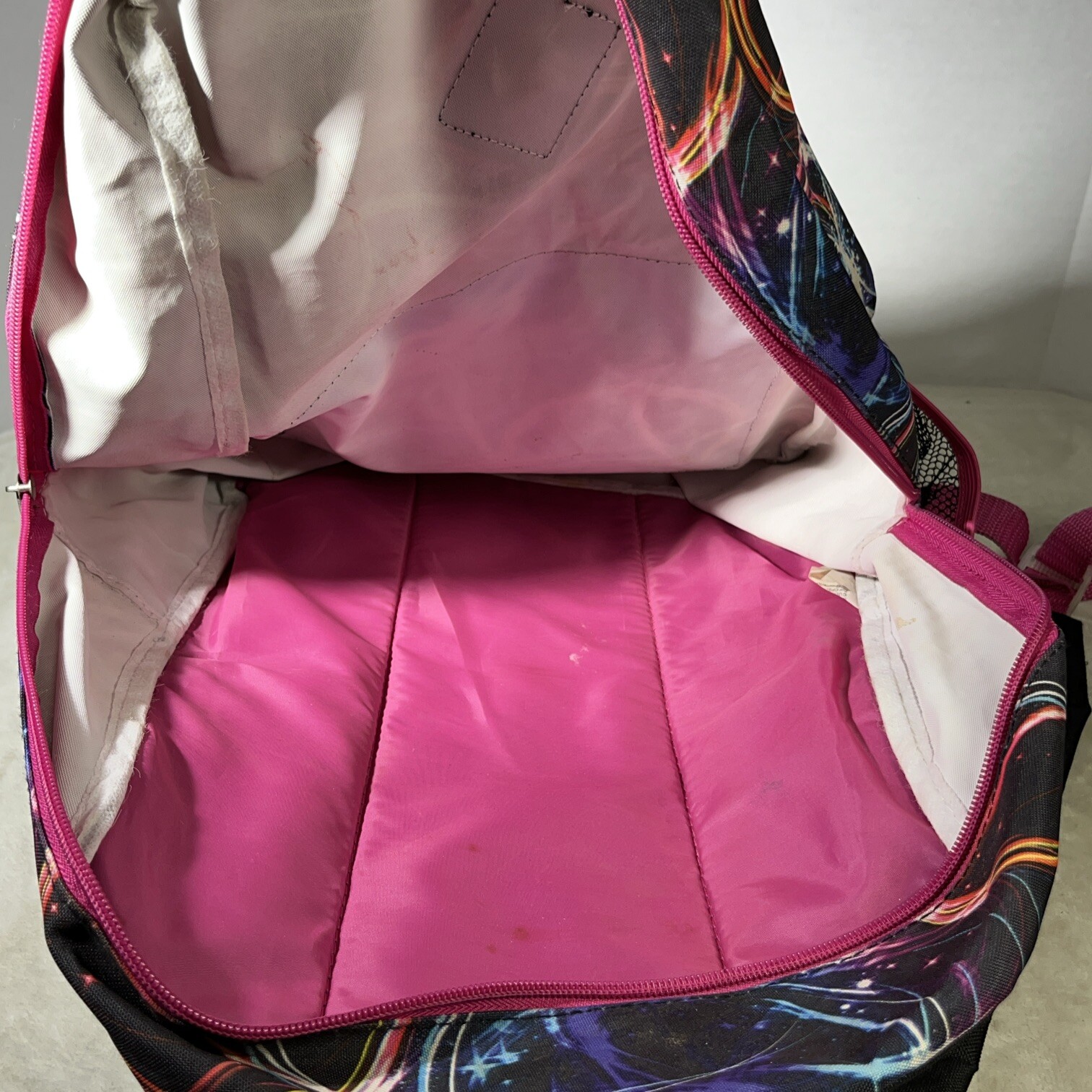 Confetti Brand Backpack School Book Bag Multi Color With Small Zip Bag READ
