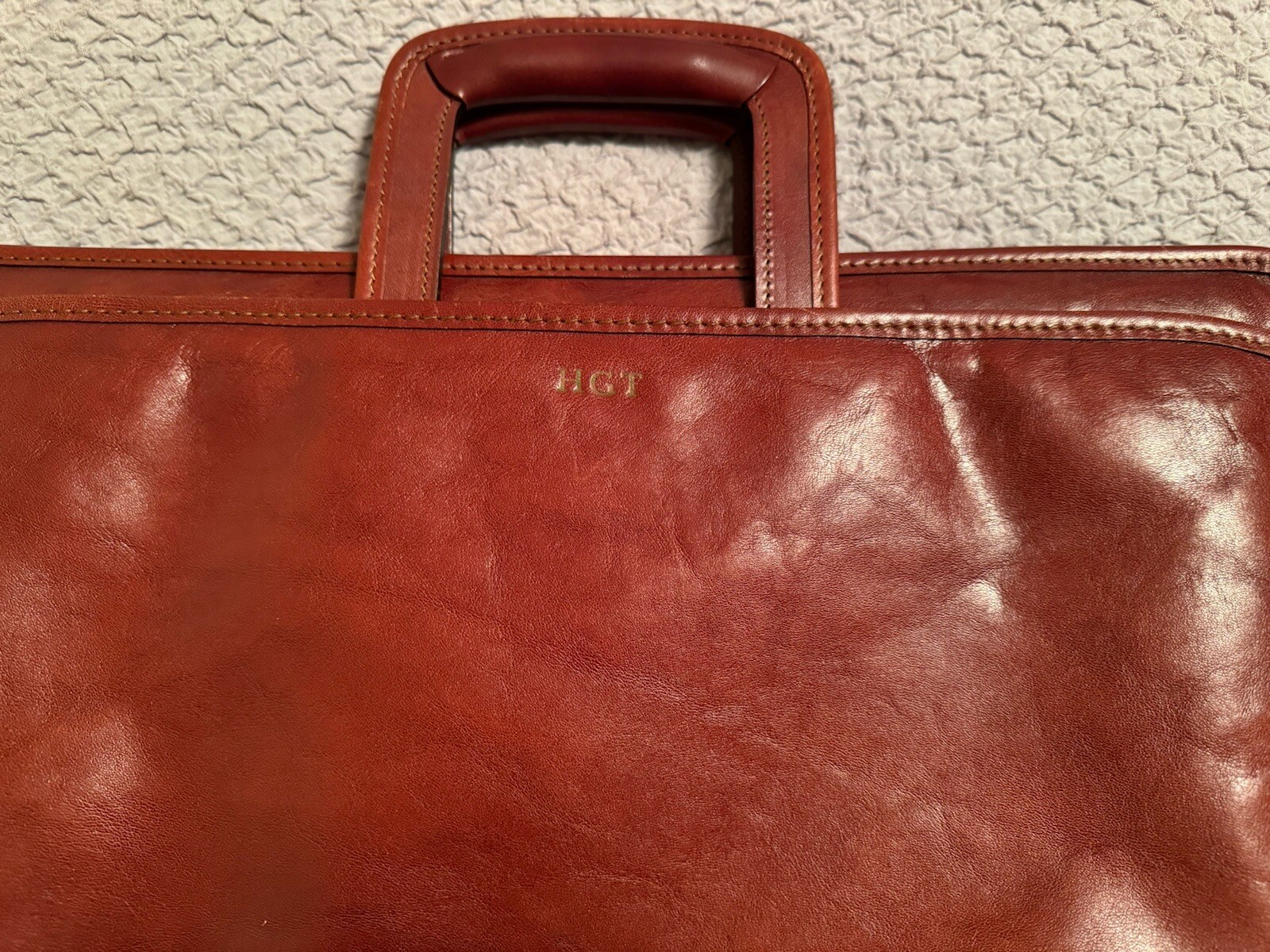 VTG Jack Georges Leather Sienna Cherry Briefcase Messenger Hand Made