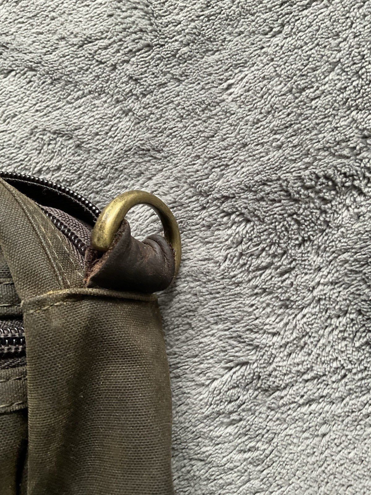 Barbour Waxed Cotton & Leather Briefcase Bag Olive Green( No Strap)
