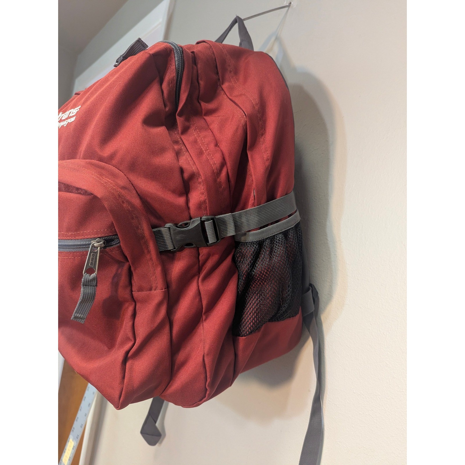 Trans by JanSport Backpack Burgundy Gray Large Multi Pocket School Travel Bag