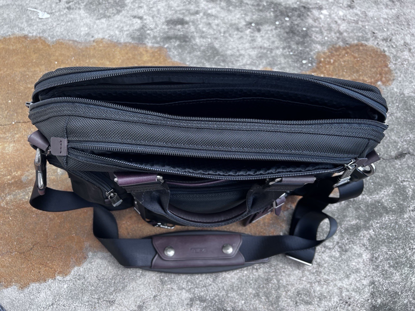 TUMI Black/Brown Nylon and Leather Alpha Bravo Brooks Slim Briefcase