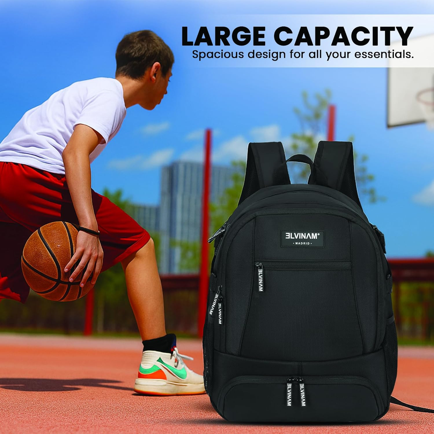 Basketball Backpack with Ball Holder & Shoe Compartment, Large Sports Bag for Me