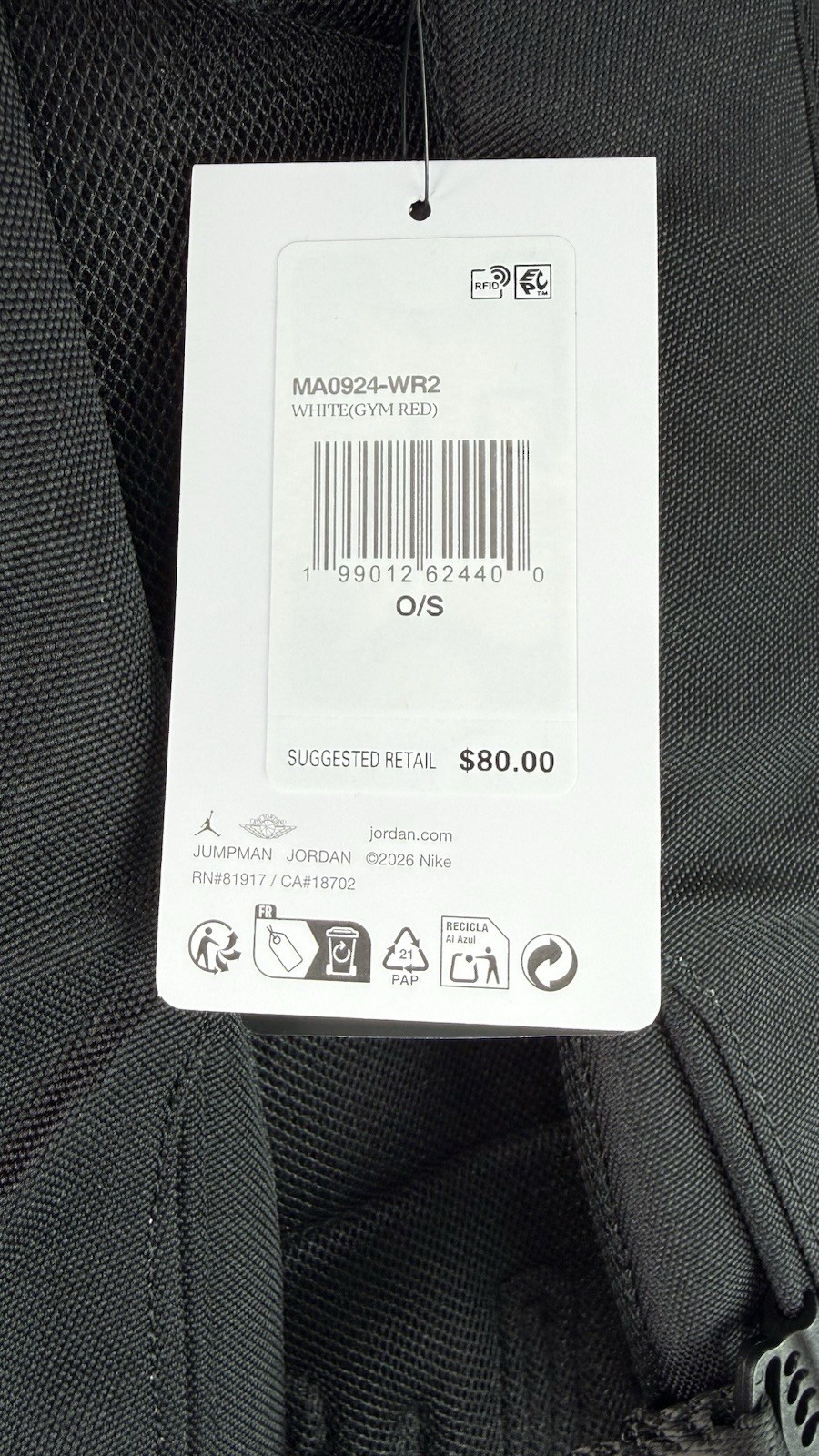 New Jordan Air Patrol Backpack White And Black Iconic Logo Print