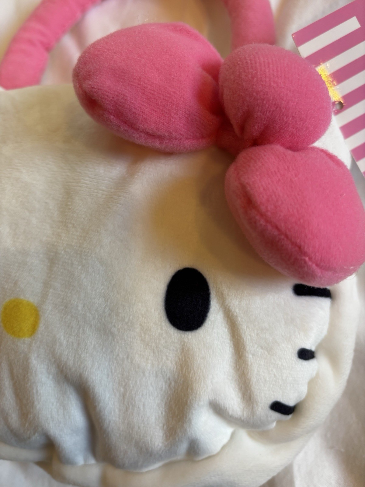 Hello Kitty Face Shaped Plush Handbag White