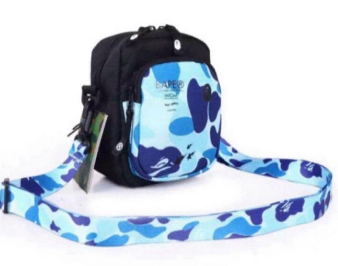 BAPE A Bathing Ape ABC Mini Shoulder Bag Camo Blue 2 Straps W:5.5in H:7in