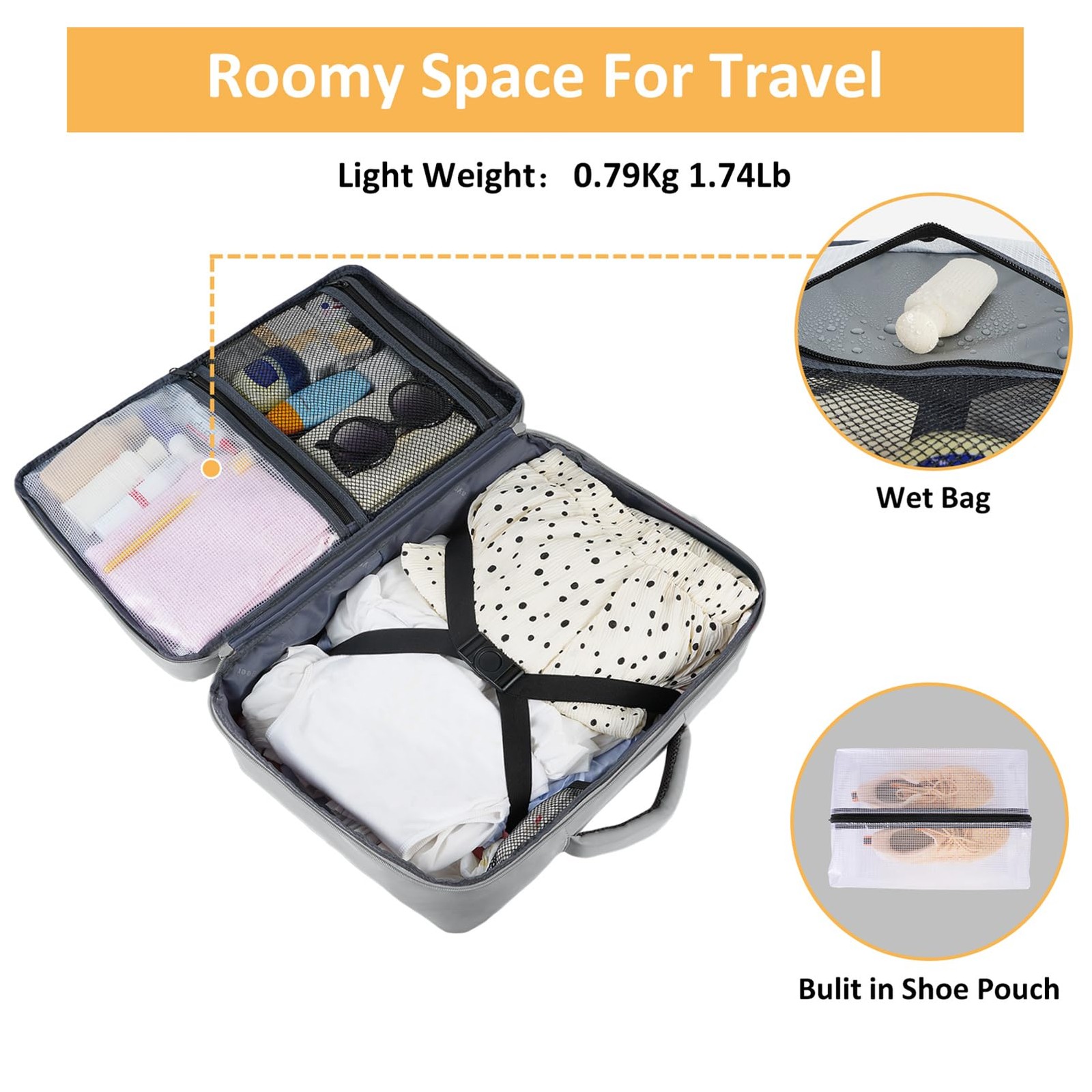 Grey Womens Travel Backpack, 15.6in Laptop Carry On Bag