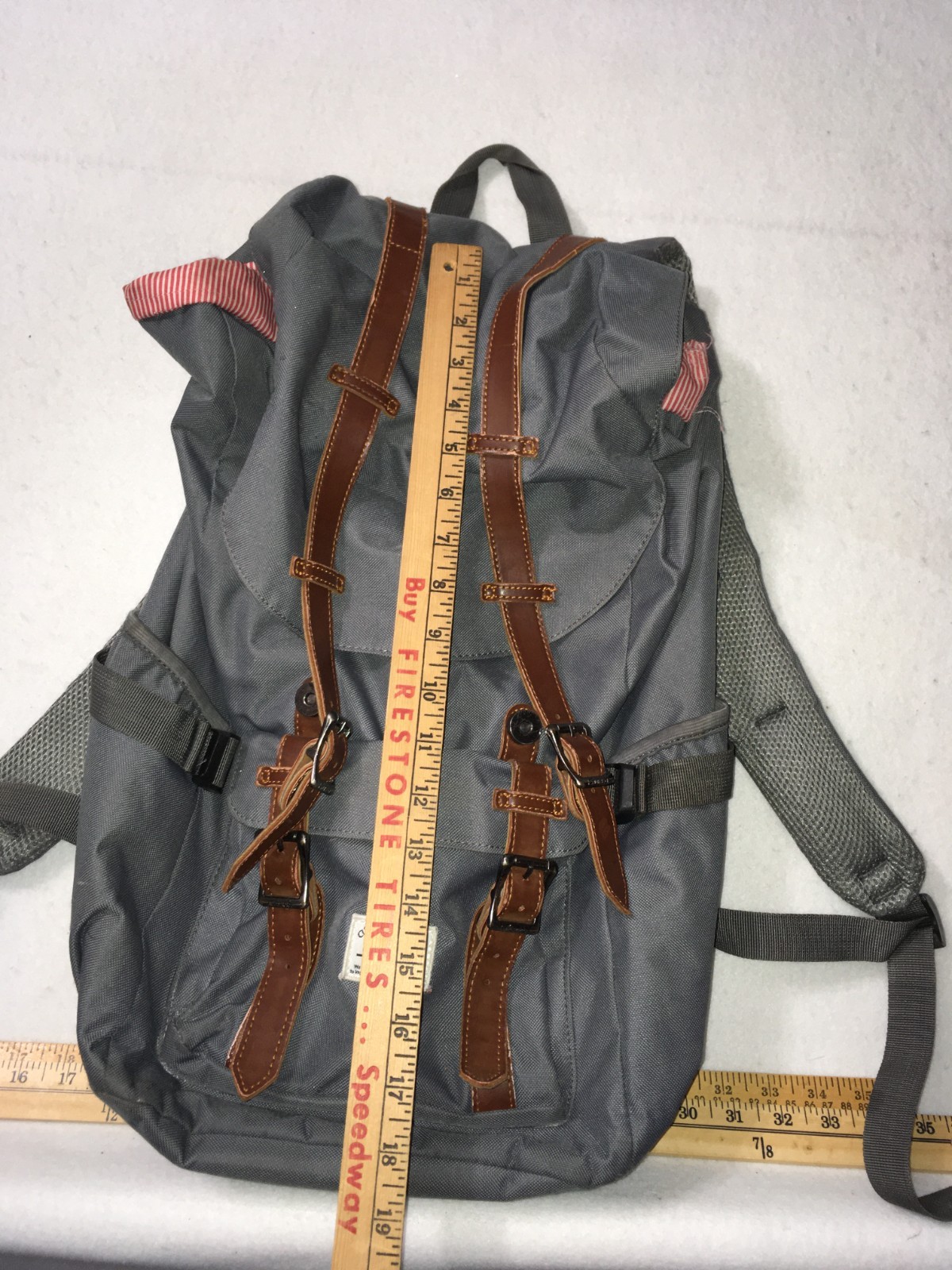 Kaukko Back Pack Vintage And Vogue Red Striped Lining Very Nice Large Size